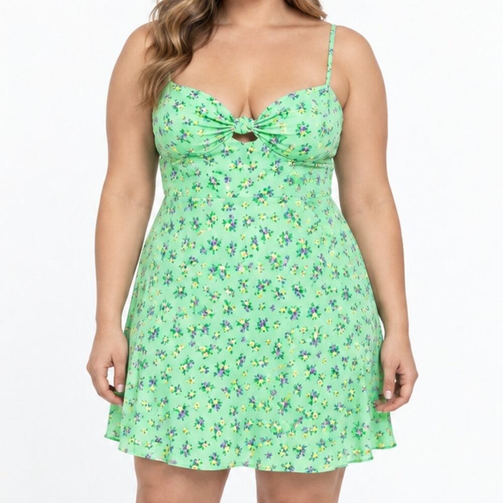Zara Green Floral Slip Dress XXL